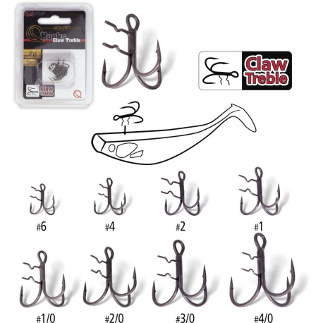 Quantum Claw Treble Hooks Mat Finish – Hameçon triple N°6