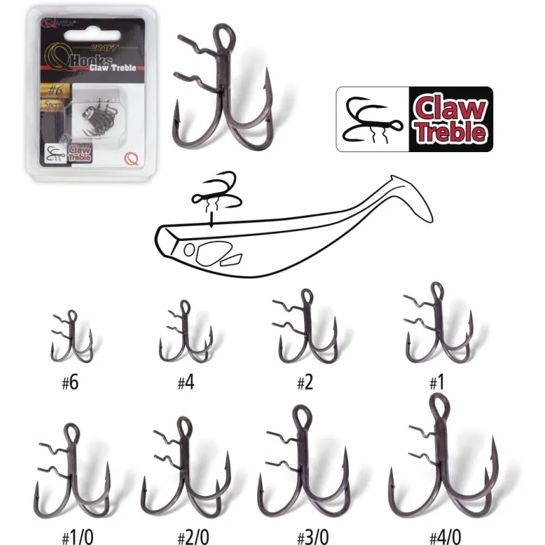 Quantum Claw Treble Hooks Mat Finish – Hameçon triple N°6