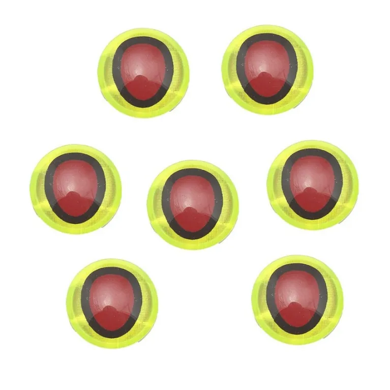 JMC Flash-Oeil 8 mm – Œil 3D adhésif Chartreuse Rouge