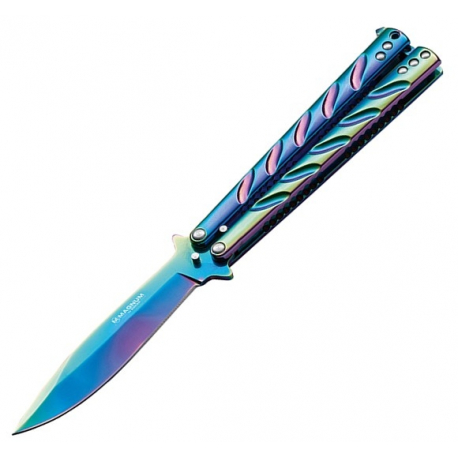 COUTEAU PLIANT PAPILLON BOKER MAGNUM BALISONG RAINBOW