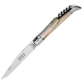Robert David Laguiole Corne Blonde – Couteau 90 mm avec tire-bouchon