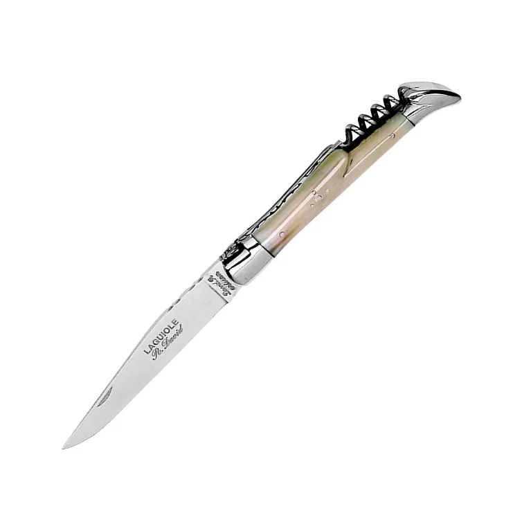 Robert David Laguiole Corne Blonde – Couteau 90 mm avec tire-bouchon