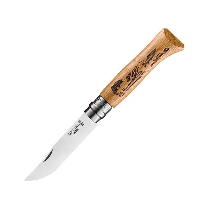Opinel N°8 Animalia Poisson – Couteau pliant manche chêne