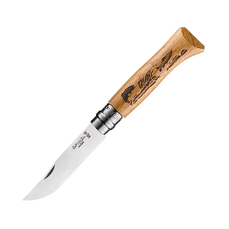 Opinel N°8 Animalia Poisson – Couteau pliant manche chêne