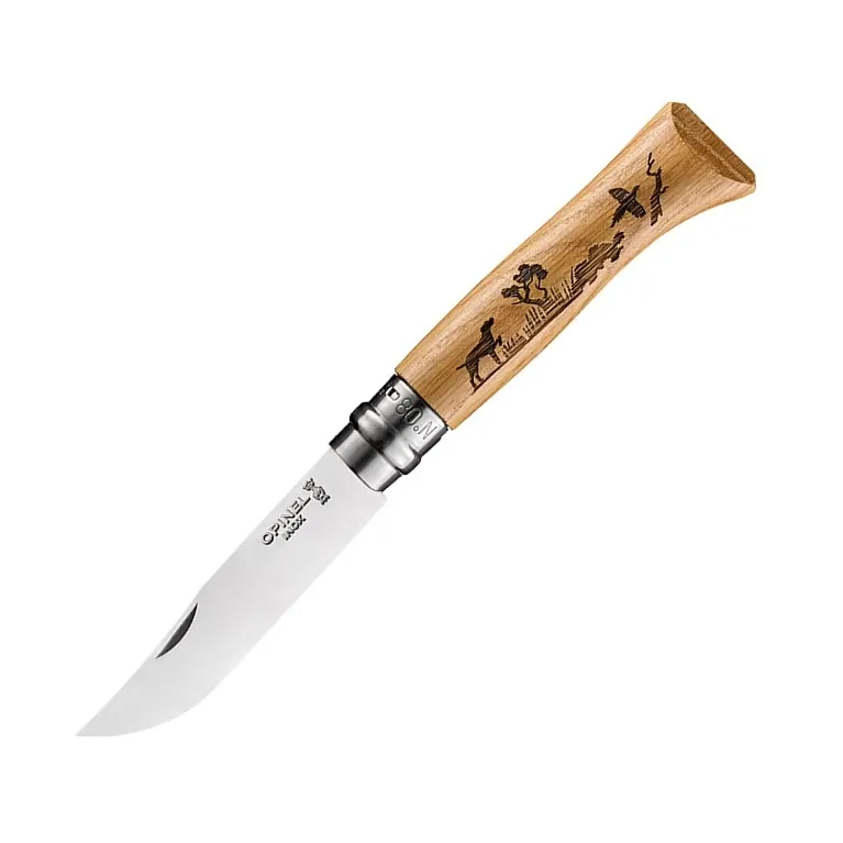 Opinel N°8 Animalia Chien – Couteau pliant manche chêne