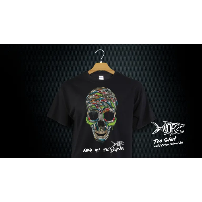 TEE SHIRT WAY OF FISHING CRANE STREET ART NOIR