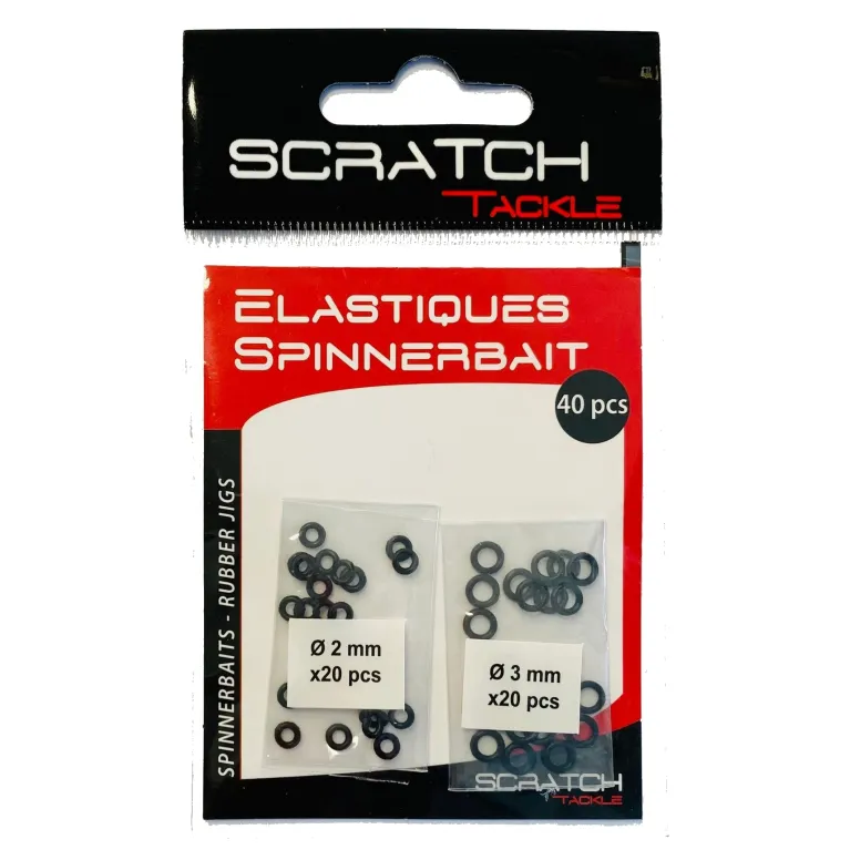 Scratch Tackle Élastiques pour Spinnerbaits – 2 et 3 mm – Sachet de 40