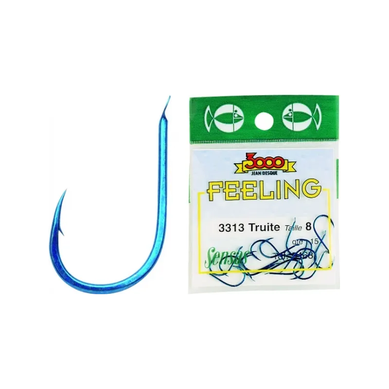 Hameçons Sensas Feeling 3313 Bleu – Spécial Truite – Sachet de 15