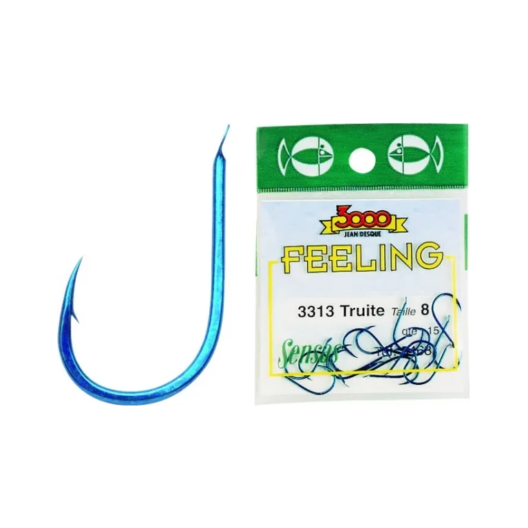 Hameçons Sensas Feeling 3313 Bleu – Spécial Truite – Sachet de 15