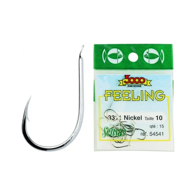 Sensas Feeling 3311 Nickel – Hameçons Simples Renforcés – Sachet de 15