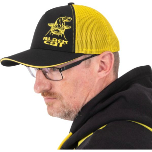 CASQUETTE BLACK CAT BLACK AND YELLOW TRUCKER CAP