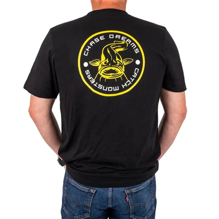 TEE SHIRT BLACK CAT CHASE DREAMS BLACK