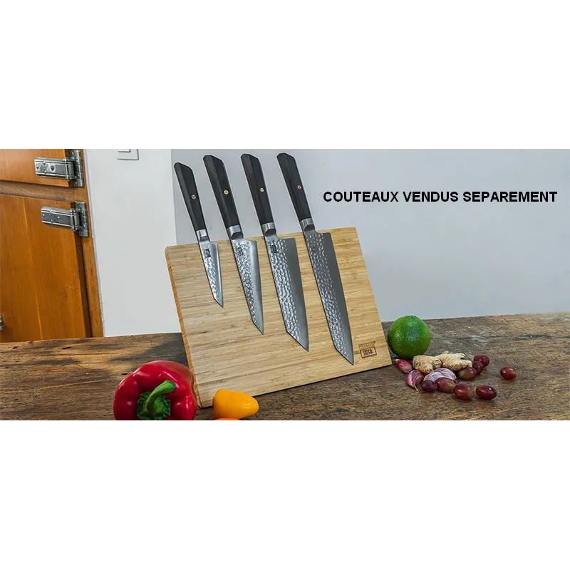 Porte-couteaux magnétique KOTAI en bambou - Pied rabattable