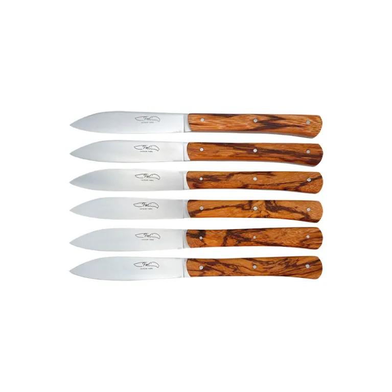COFFRET 6 COUTEAUX BOIS DE SERPENT ZEN TABLE TMC COUTELERIE THIERS