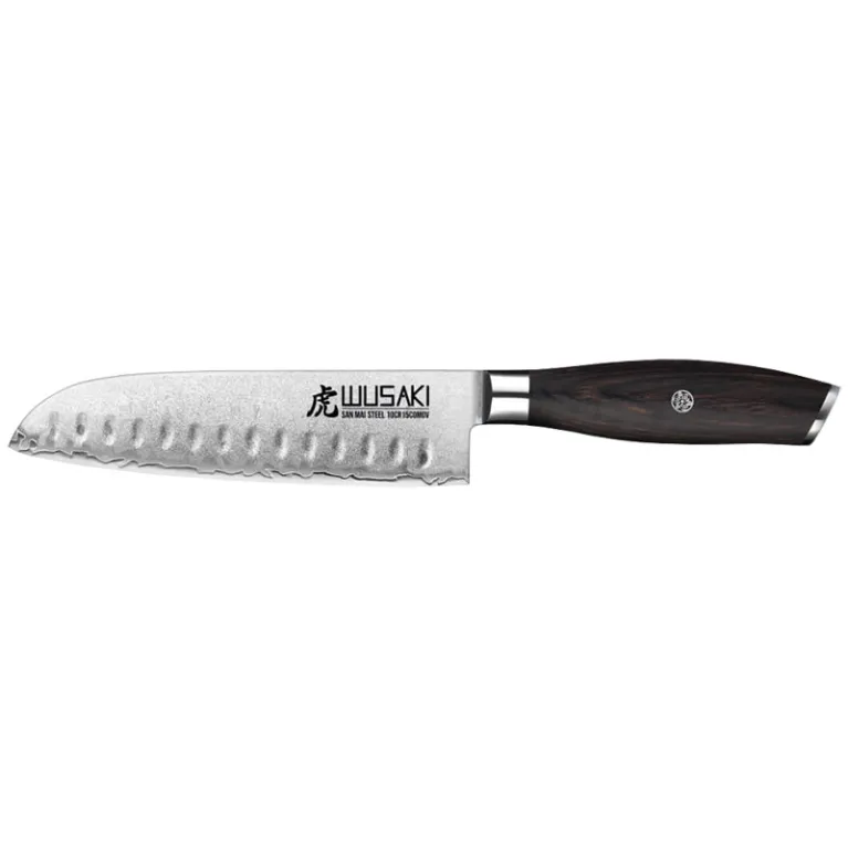 Couteau Santoku Wusaki Série San Mai - Lame 17 cm en acier 10Cr15CoMoV