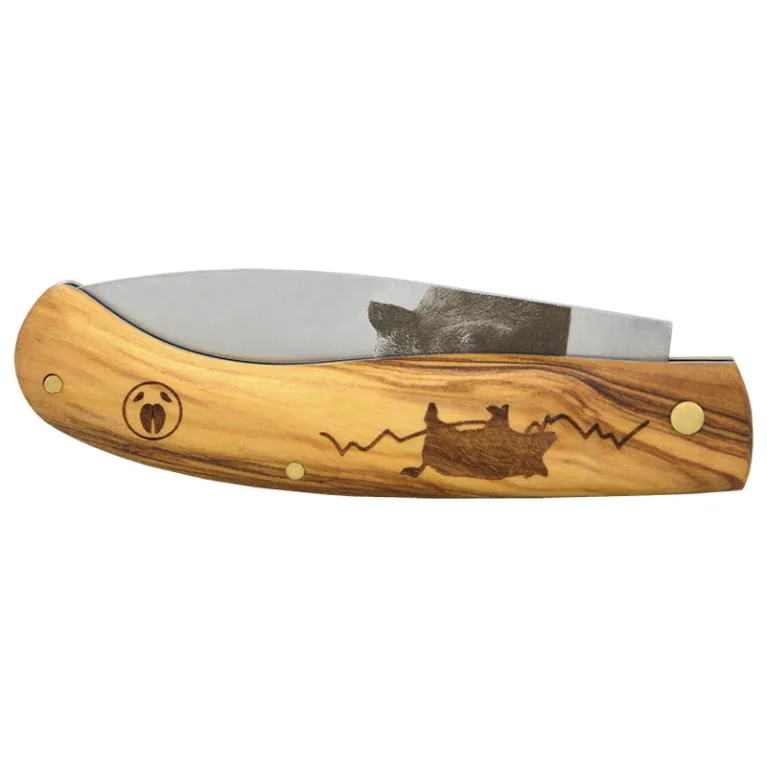 Couteau Agora Tec Série Personnalisée 78 Sanglier - Manche olivier et lame 8 cm