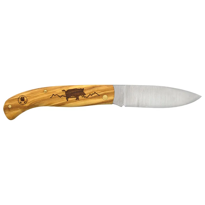 Couteau Agora Tec Série Personnalisée 78 Sanglier - Manche olivier et lame 8 cm