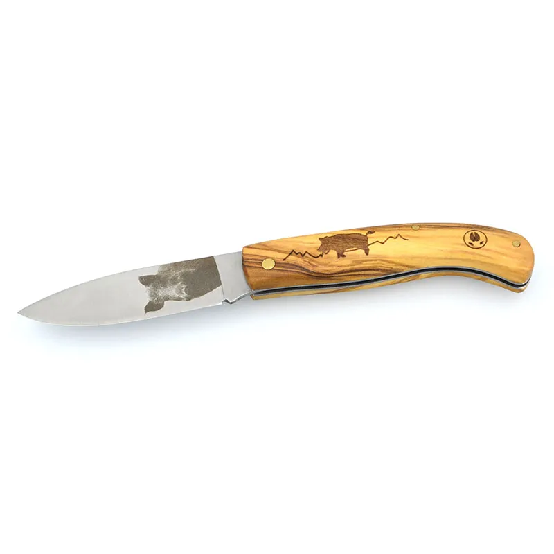 Couteau Agora Tec Série Personnalisée 78 Sanglier - Manche olivier et lame 8 cm