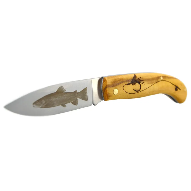 Couteau Agora Tec Série Personnalisée 78 Truite - Manche olivier et lame 8 cm