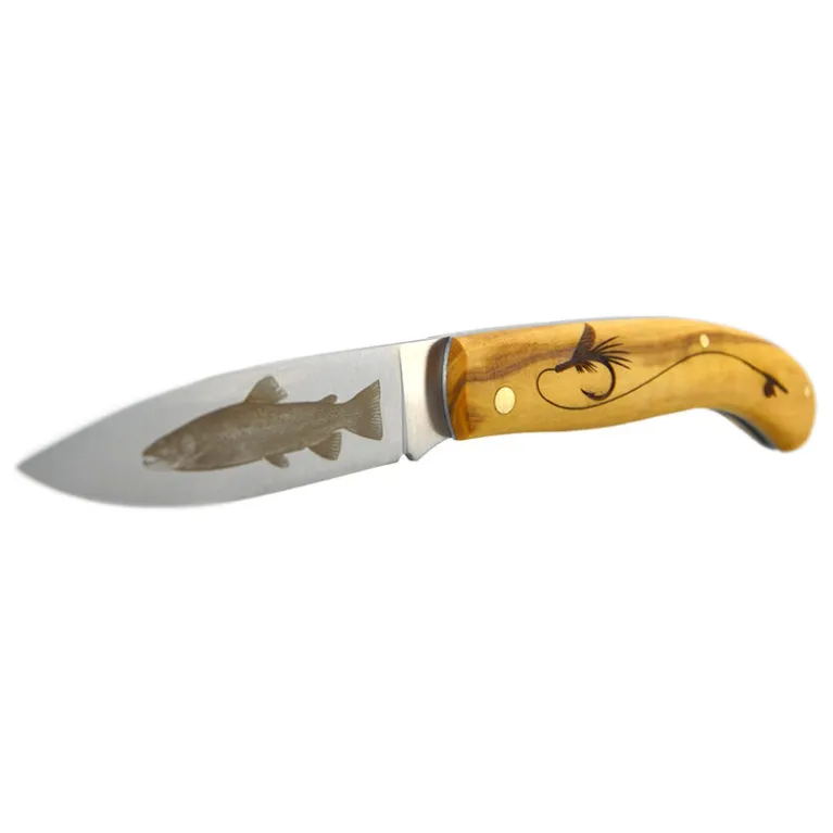 Couteau Agora Tec Série Personnalisée 78 Truite - Manche olivier et lame 8 cm