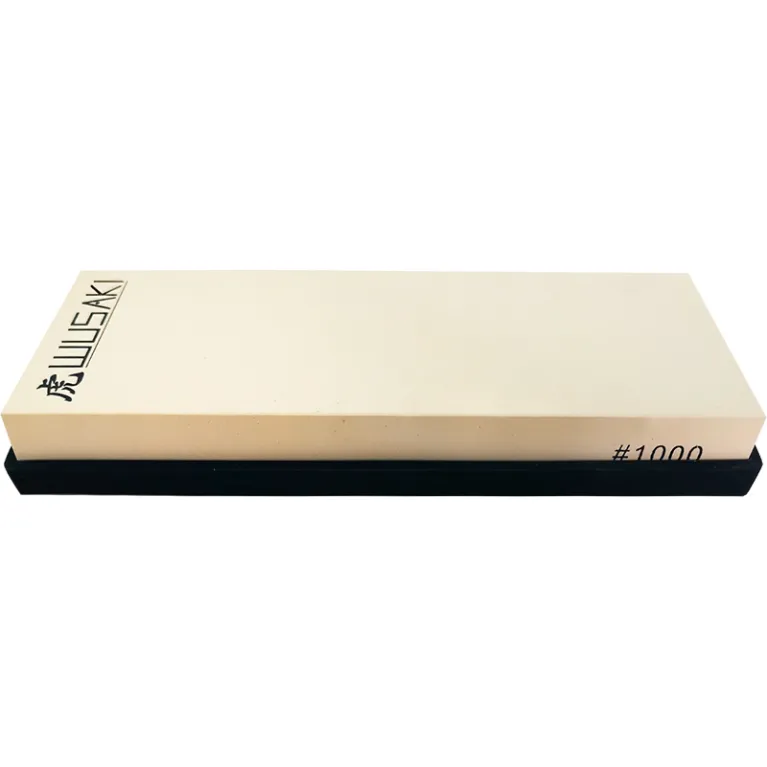 Pierre à affûter Wusaki grain 1000 avec socle pour couteaux japonais et occidentaux