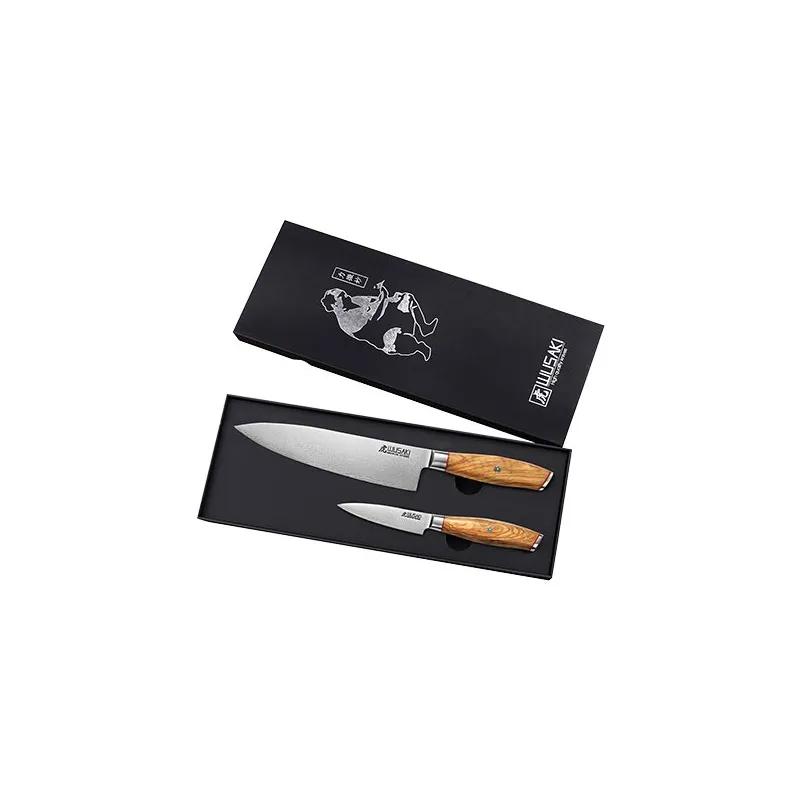 COFFRET 2 COUTEAUX CHEF ET OFFICE WUSAKI - SERIE DAMAS 10CR