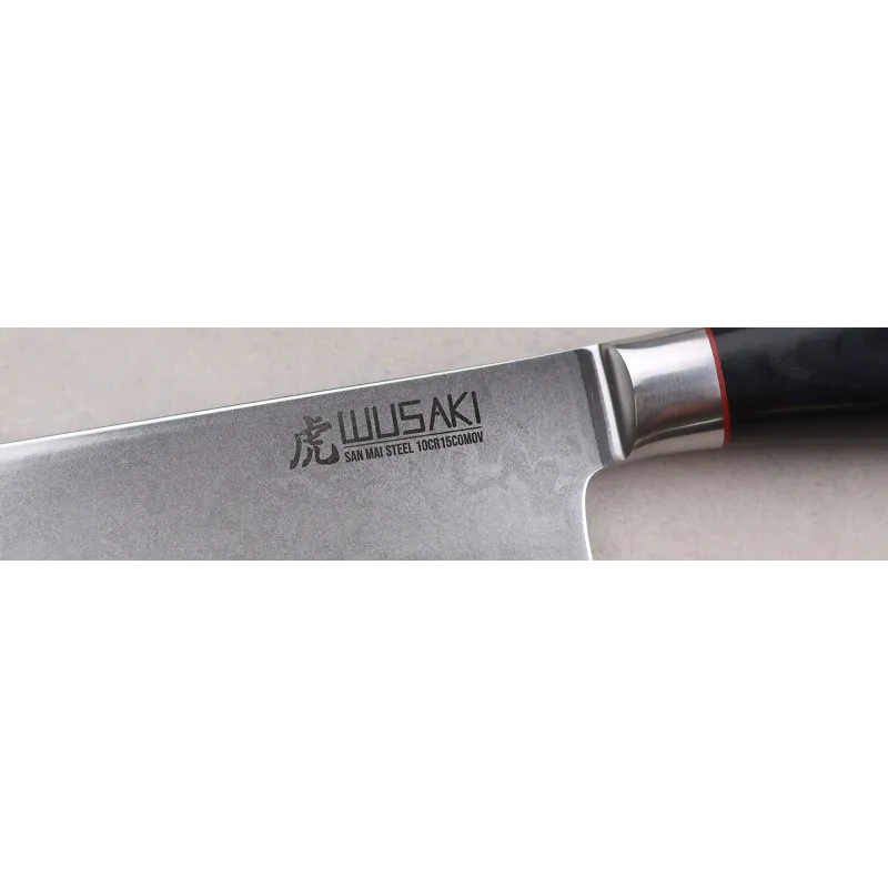 Couteau Santoku Wusaki Série San Mai - Lame 17 cm en acier 10Cr15CoMoV