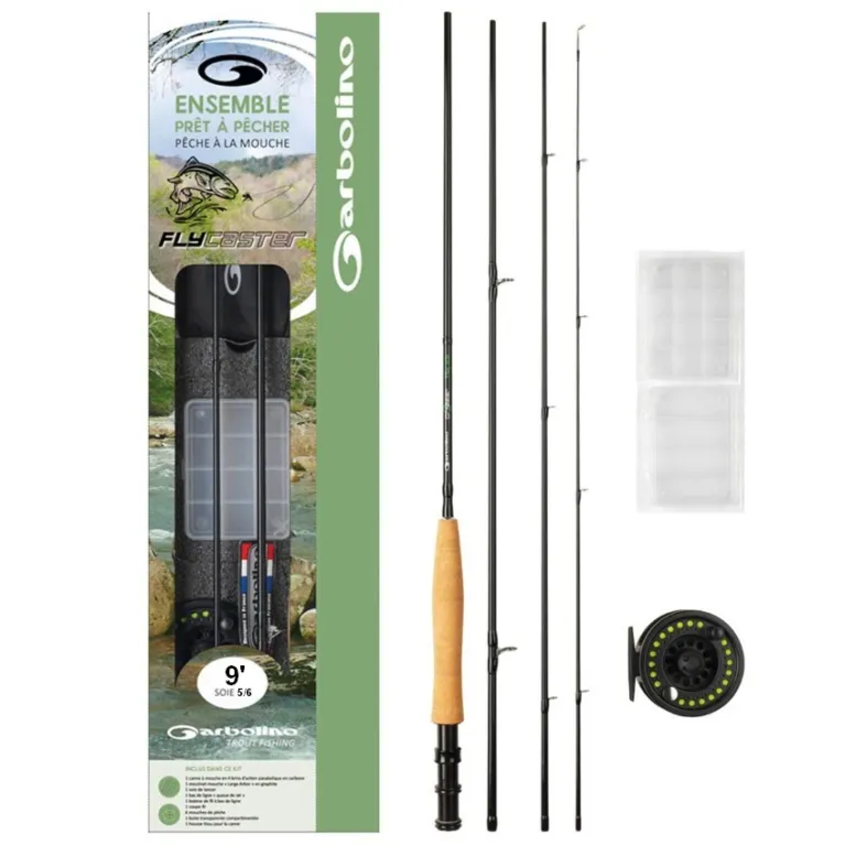 Ensemble Mouche Garbolino Flycaster 9' Soie #5/6 Complet