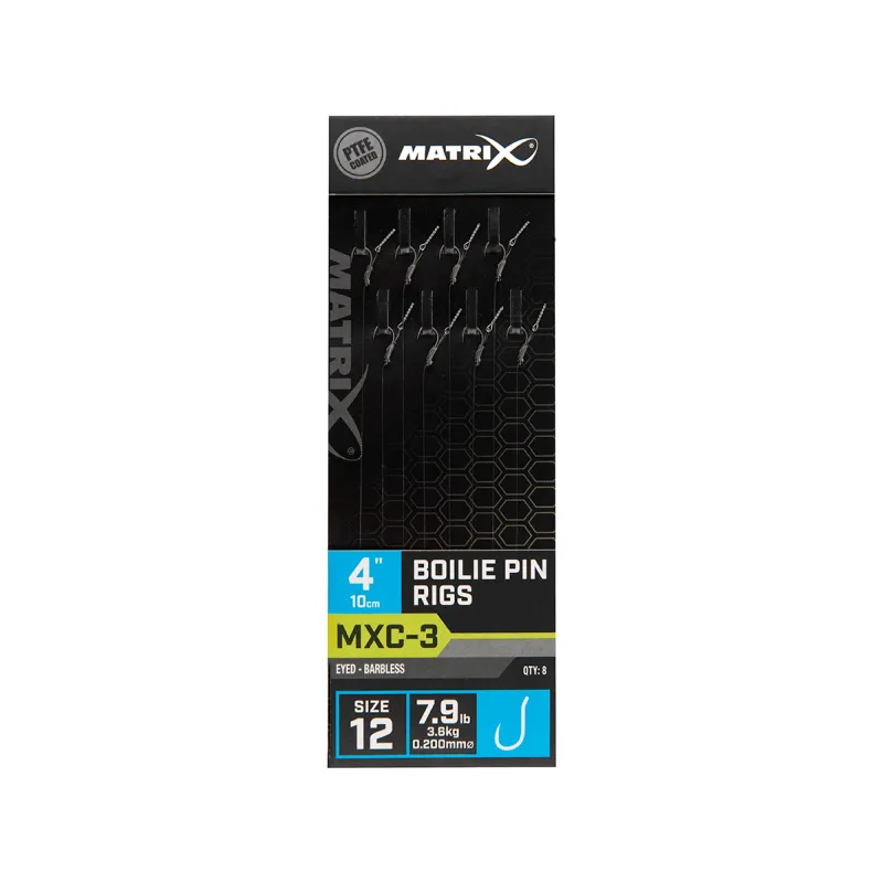 BAS DE LIGNE METHOD FEEDER MATRIX MXC-3 4” BARBLESS BOILIE PIN RIGS