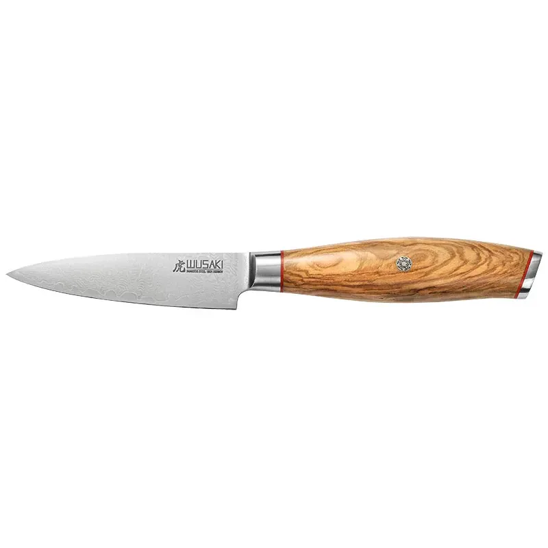 Coffret Wusaki Damas 10Cr - 2 couteaux de cuisine en acier damas et manche en olivier