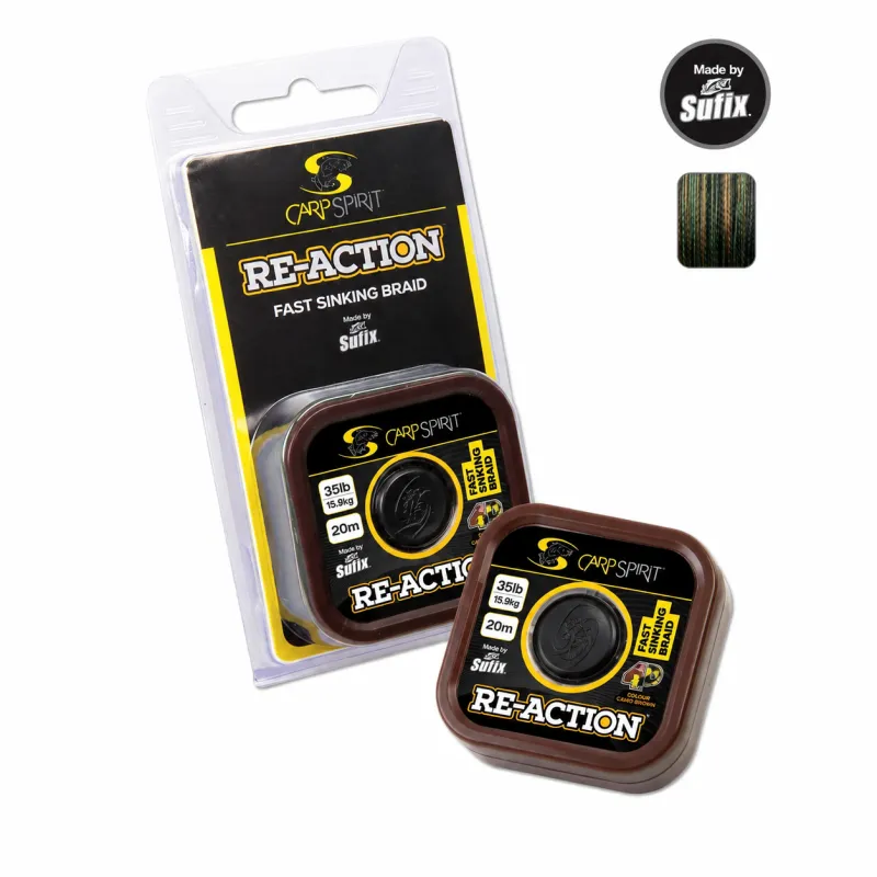 Tresse Carp Spirit Re-Action Camo 35 lbs – Tresse souple pour bas de ligne carpe