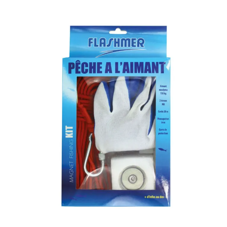 Flashmer Kit pêche à l'aimant aimant néodyme 150 kg avec corde 20 m