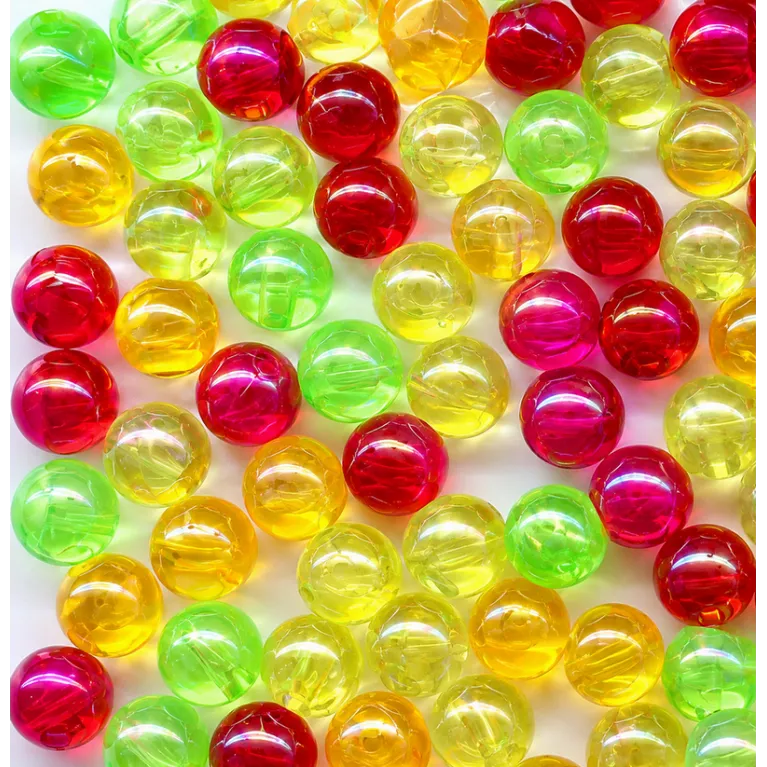 Flashmer Perles Multi Fluo 6 mm perles rondes pêche sachet de 50