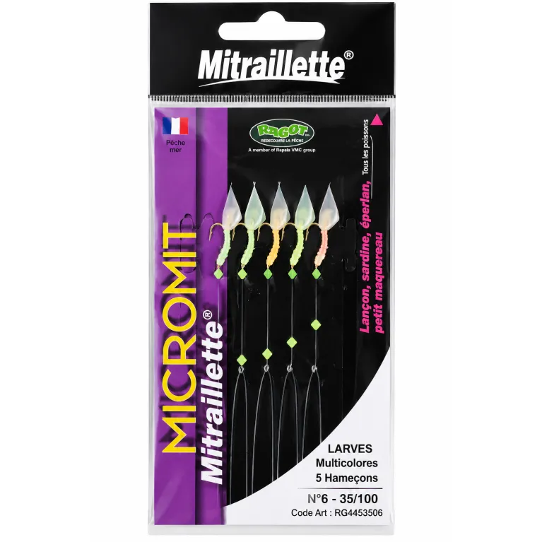 Ragot Micromit Larves Vertes – Mitrailette 5 hameçons
