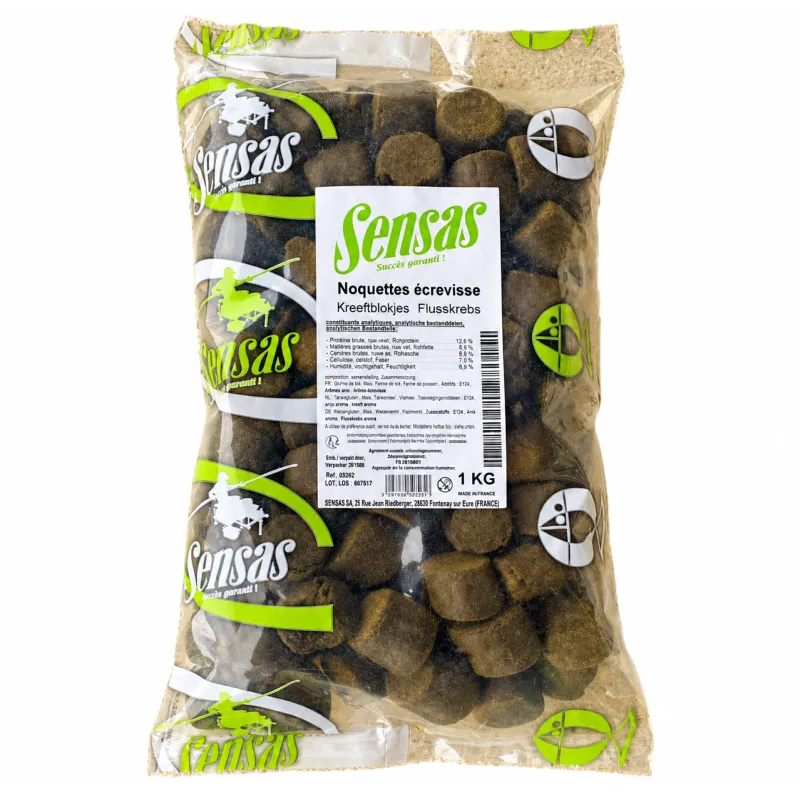 Sensas Noquettes Écrevisse 1 kg – Appât pour balances à écrevisses