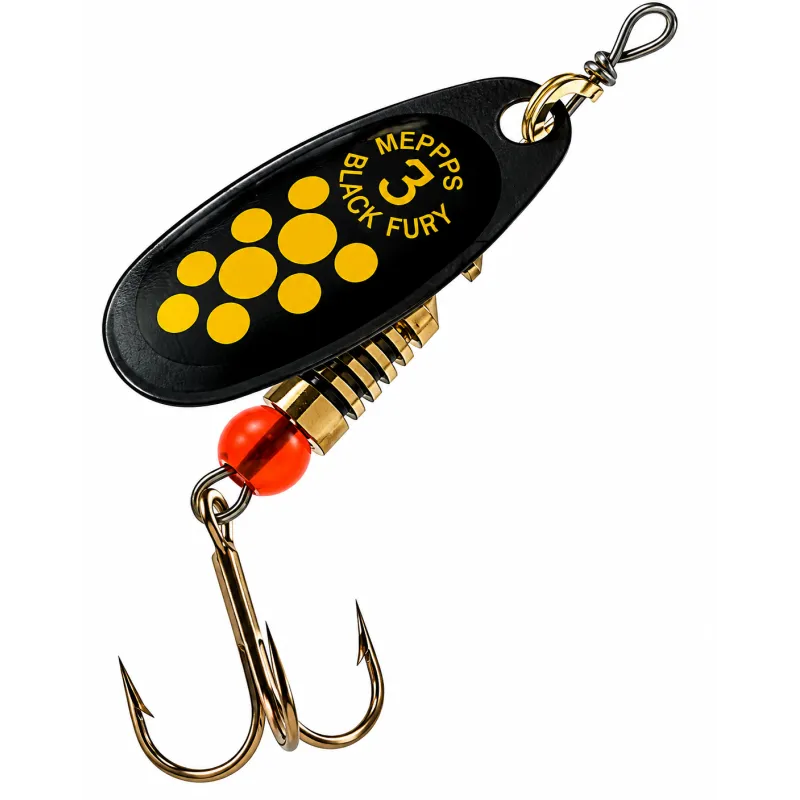 Mepps Black Fury Jaune – Cuiller Tournante Truite – N°1 et N°2 – Par 2