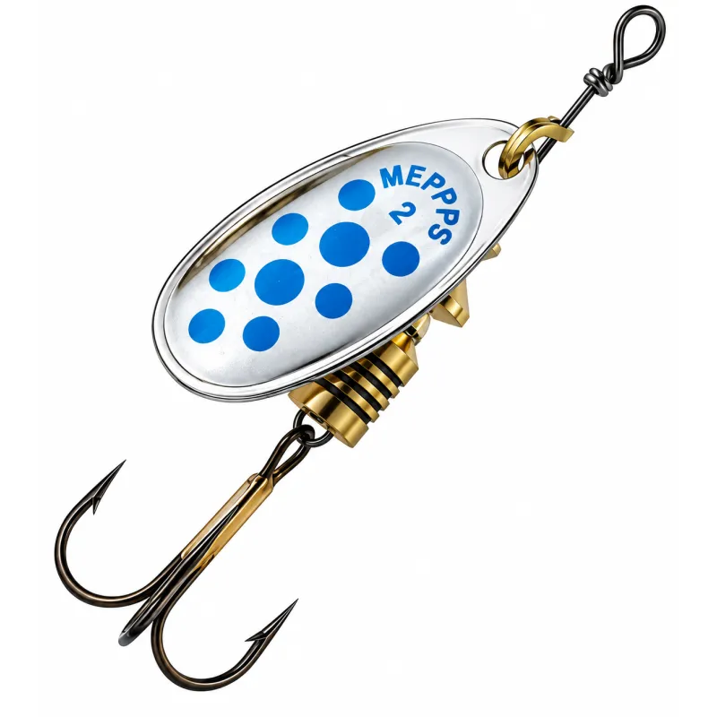 Mepps Comet Argent Points Bleus N°2 – Cuiller Tournante – Par 2