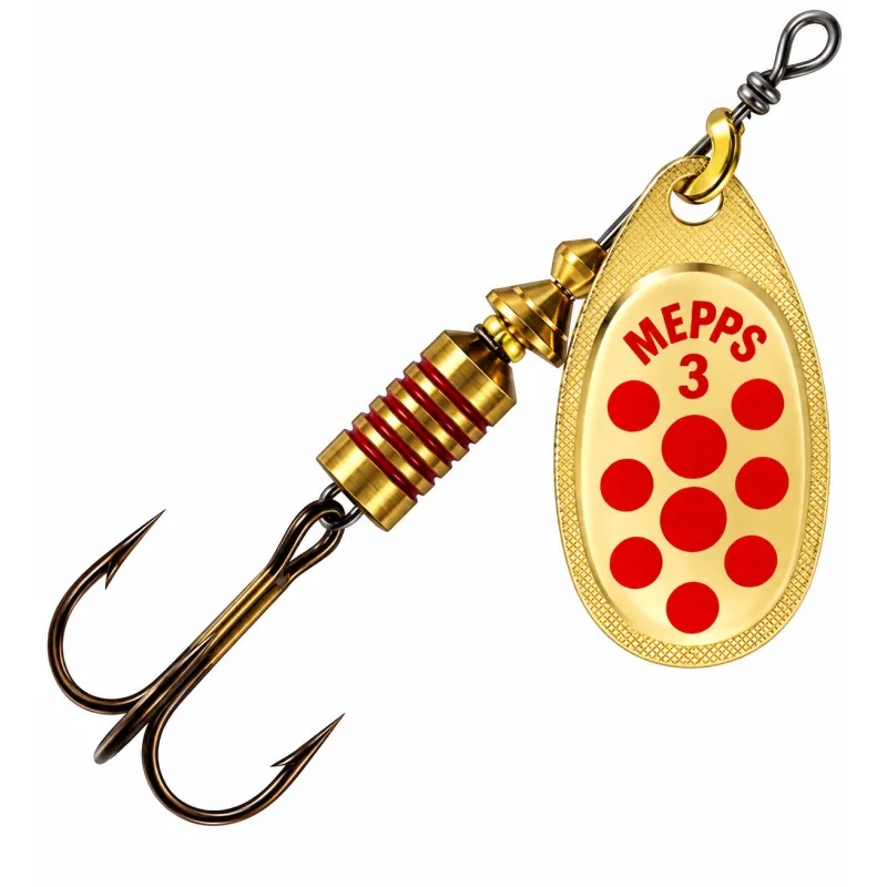 Mepps Aglia Or Points Rouges – Cuiller Tournante – N°1 à 3 – Par 2