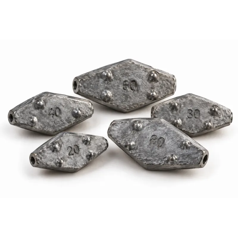 Delalande Plomb Hexagonal à Crampons Percé – 20 à 80 g