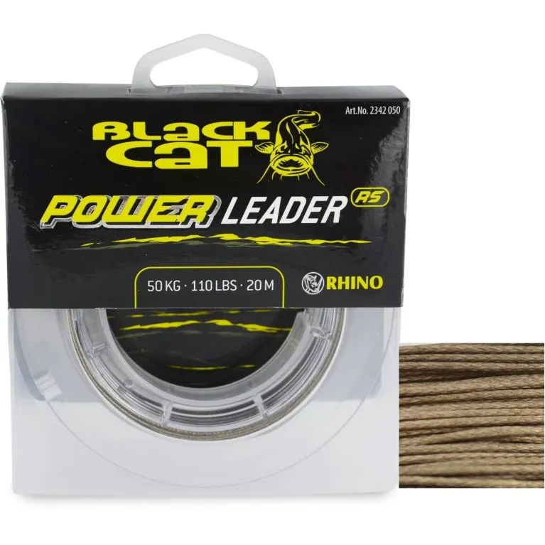 Black Cat Power Leader – Tresse Bas de Ligne Silure 20 m – 80 à 150 kg