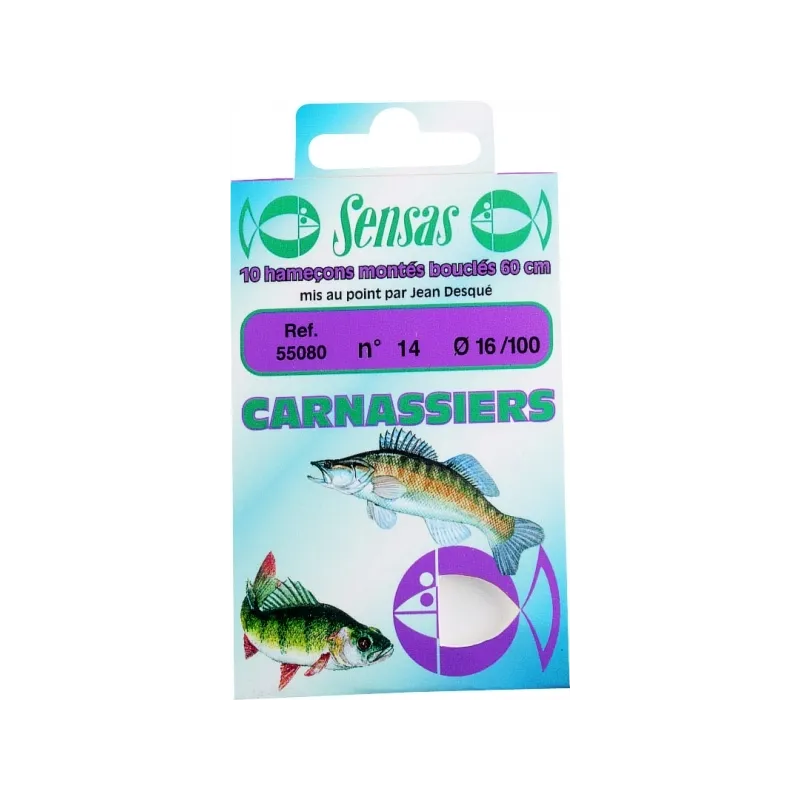 Sensas Hameçon Monté Carnassier – Bas de ligne 60 cm