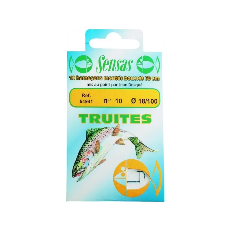 Sensas Hameçon Monté Truite – Bas de ligne 60 cm