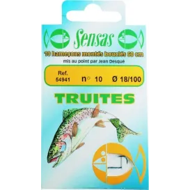 Sensas Hameçon Monté Truite – Bas de ligne 60 cm