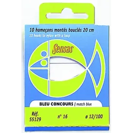 Sensas Hameçon Monté Bleu Concours – Bas de ligne 20 cm