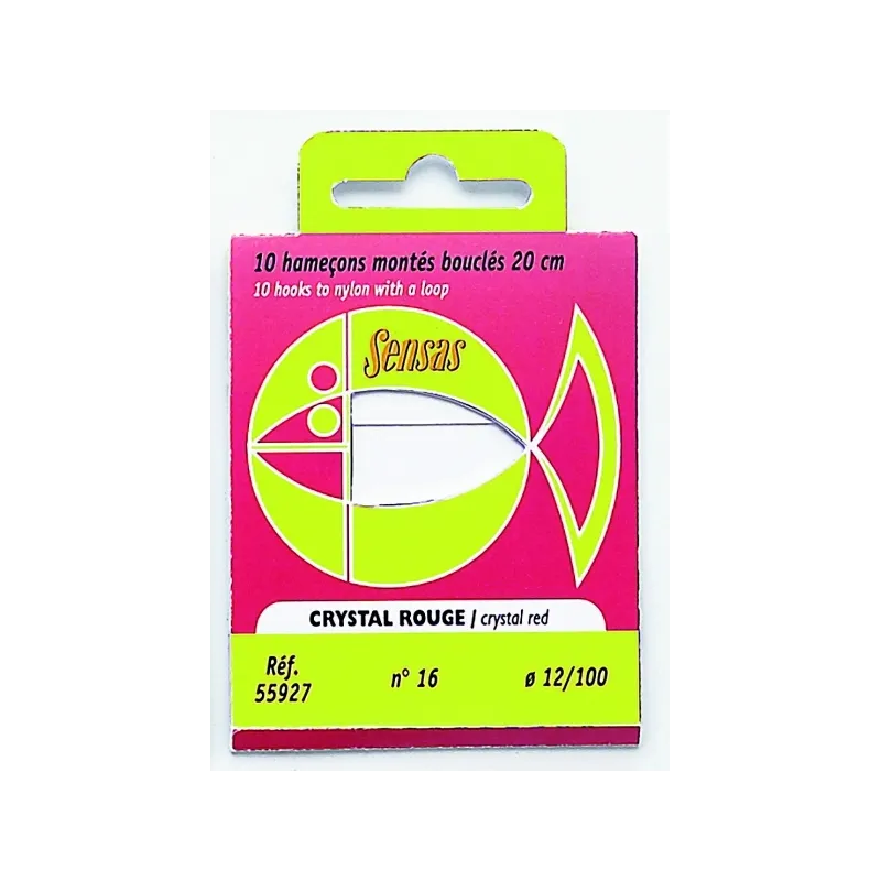 Sensas Hameçon Monté Crystal Rouge – Bas de ligne 20 cm