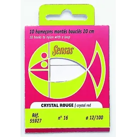 Sensas Hameçon Monté Crystal Rouge – Bas de ligne 20 cm