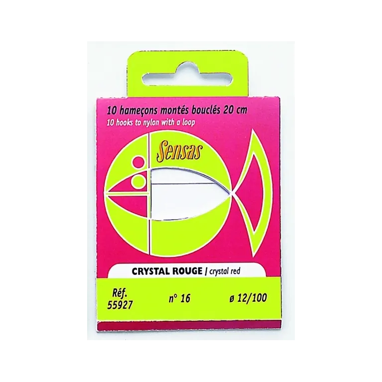Sensas Hameçon Monté Crystal Rouge – Bas de ligne 20 cm