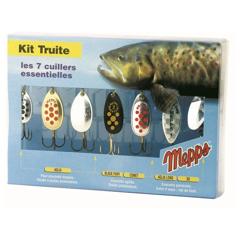 Mepps Kit Truite – Assortiment de 7 cuillers