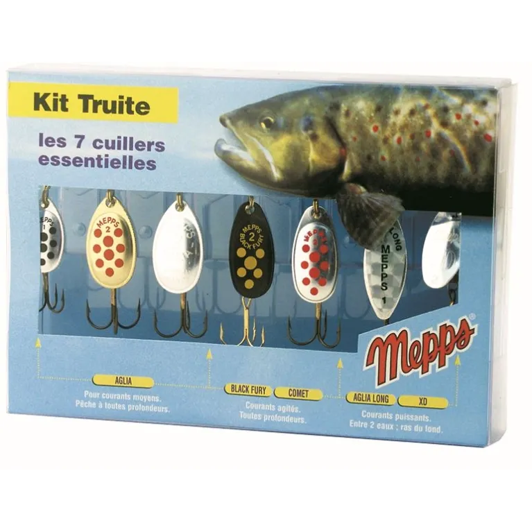 Mepps Kit Truite – Assortiment de 7 cuillers