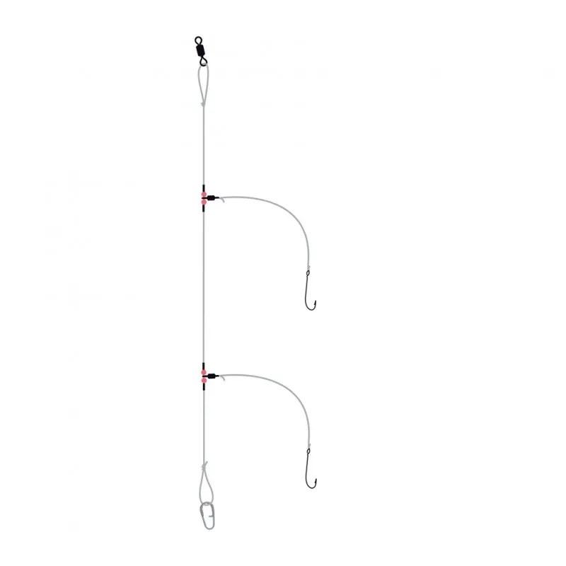 Flashmer Bas de Ligne Pro Surf N°4 – Montage surfcasting 2 hameçons